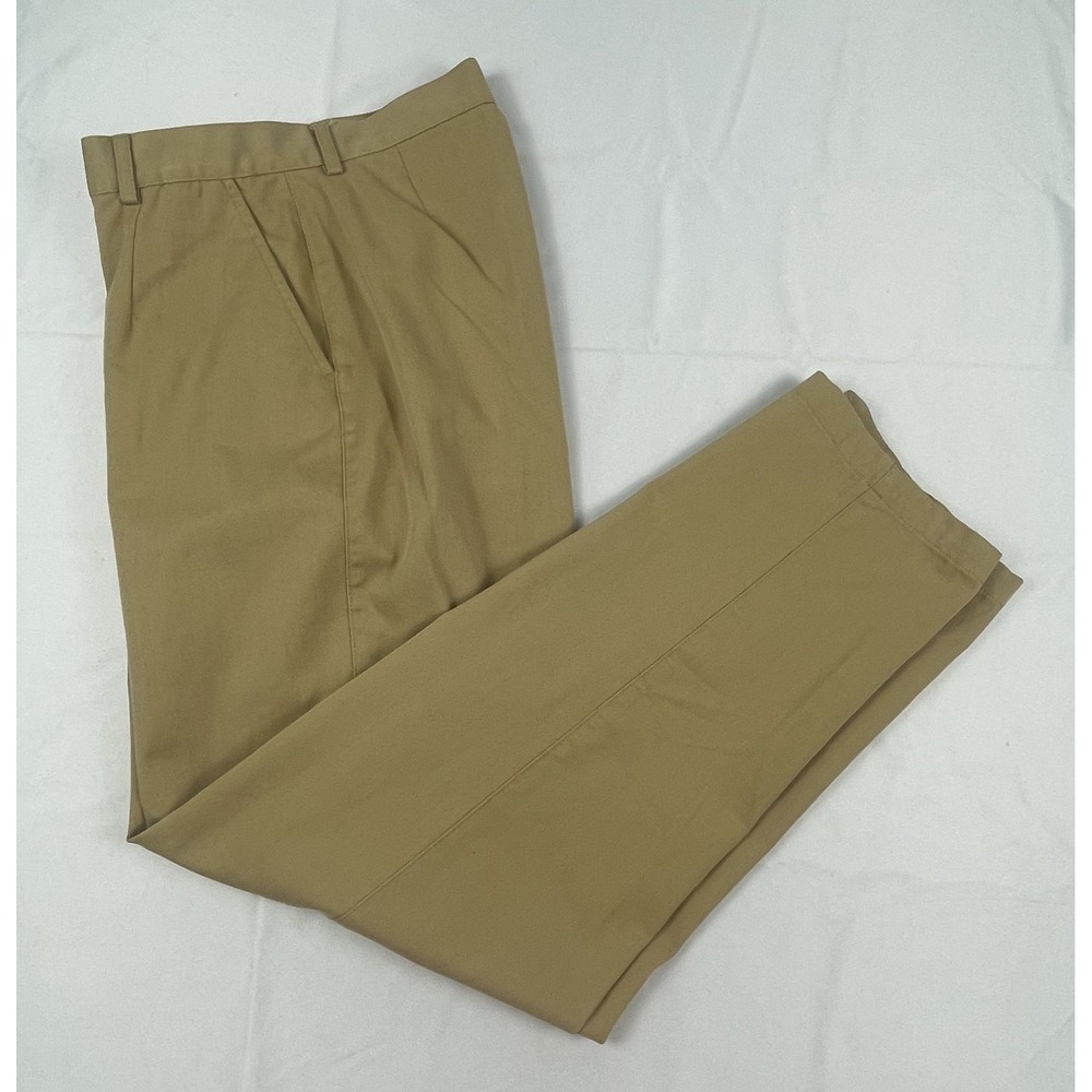 L.L. BEAN WOMENS KHAKI CHINO PANTS SIZE 6 REGULAR TAN PLEATED FRONT CASUAL CLASS